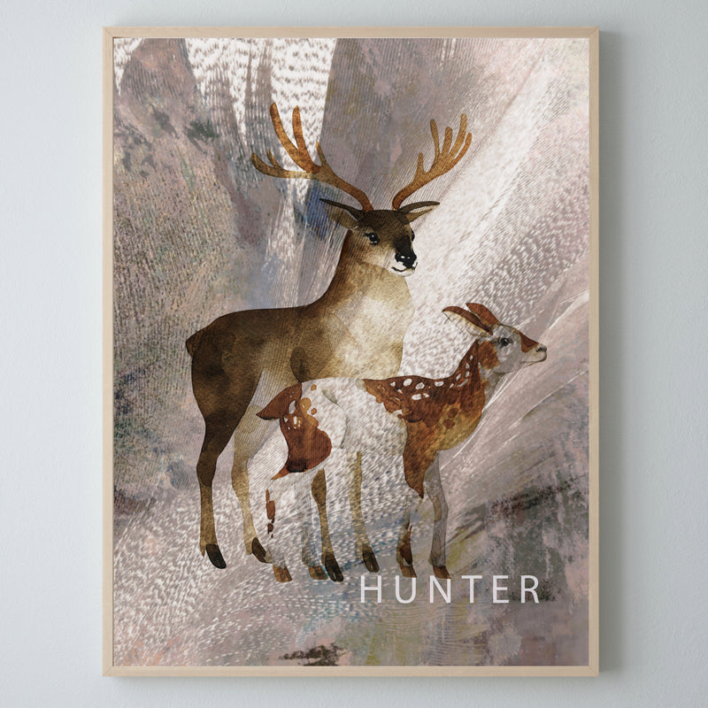 Deer Children's Personalised Wall Art | Oatmeal