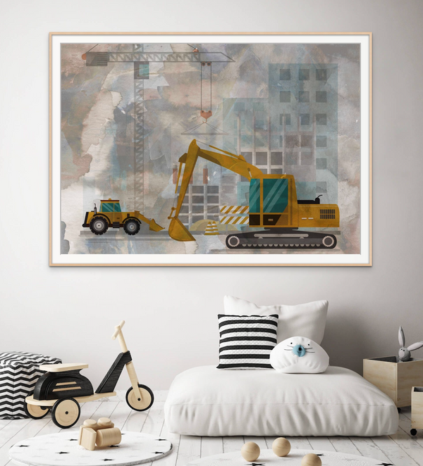 Construction Personalised Children's Wall Art