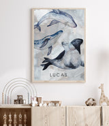 Whale & Seal Children's Personalised Wall Art